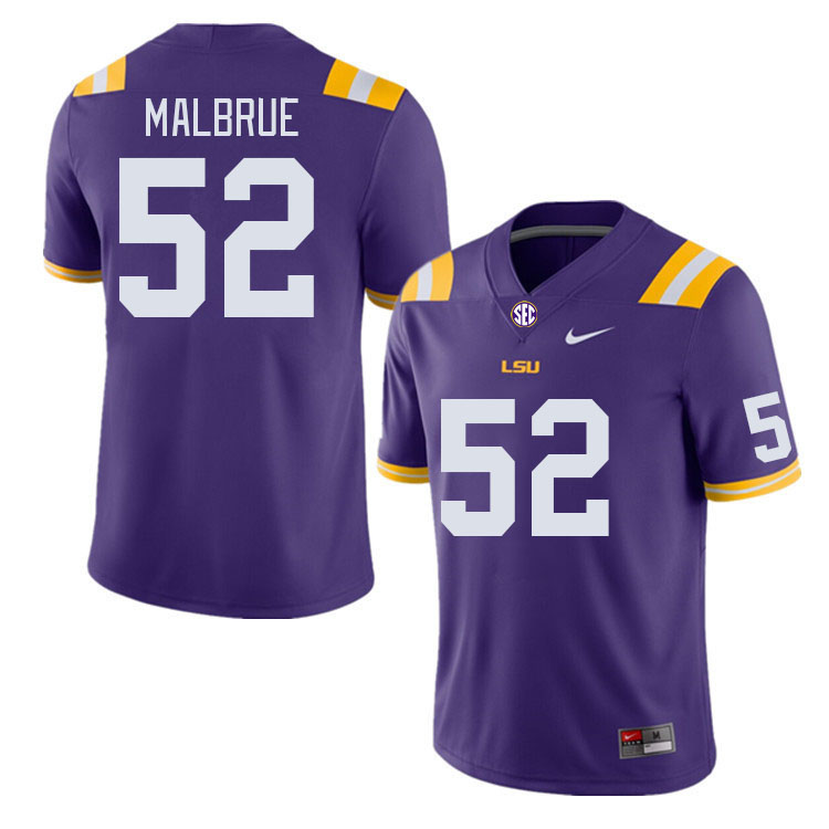Men #52 Princeton Malbrue LSU Tigers College Football Jerseys Stitched-Purple